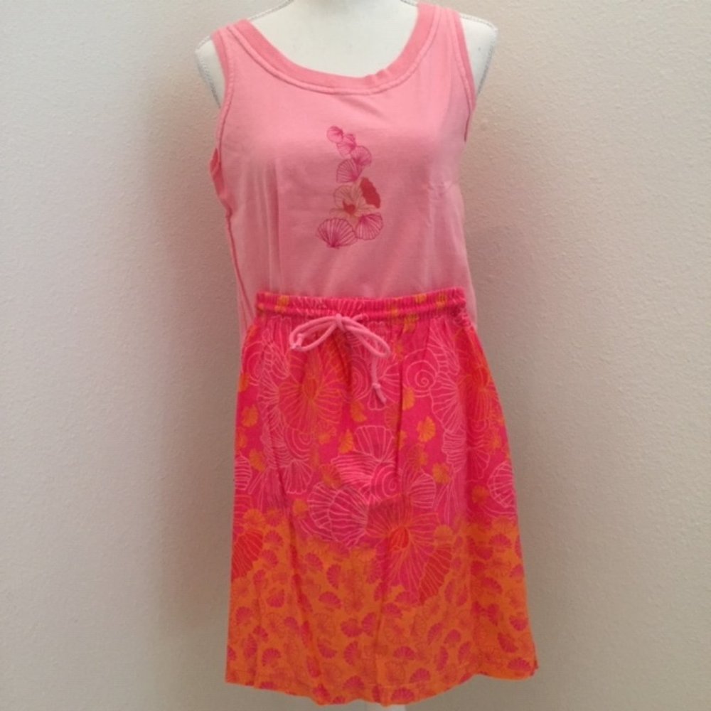 Vintage Summer Floral Knit Skirt and Tank Top Set